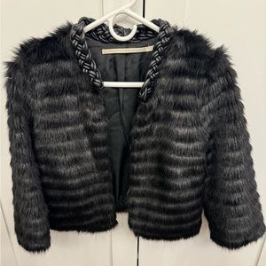 Twelfth Street by Cynthia Vincent Black Cropped Faux Fur Coat